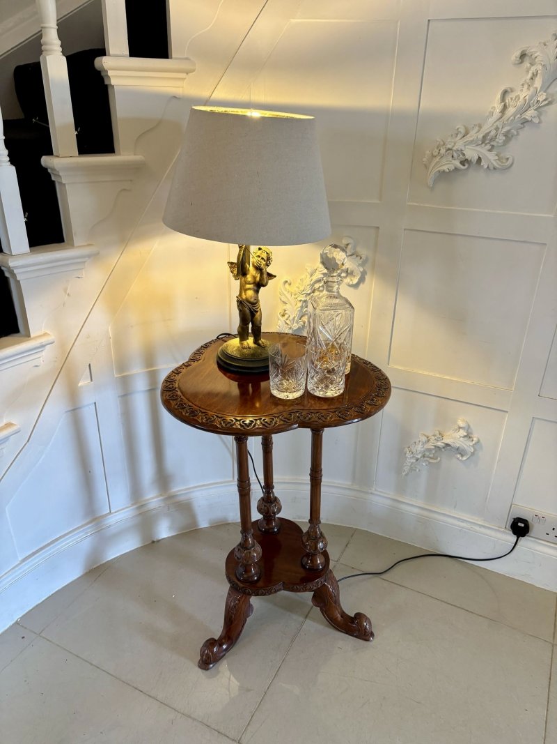 Antique Edwardian Carved Mahogany Lamp Table